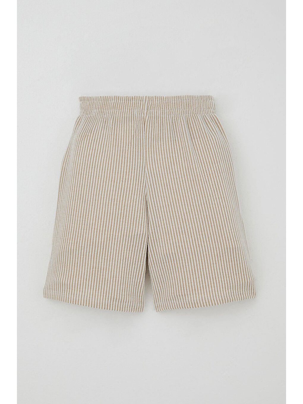 Ekru Erkek Çocuk Şortlu Takım Sıfır Kollu Yazı Baskılı Bağcık Aksesuarlı Krem (8-14 Yaş)-7