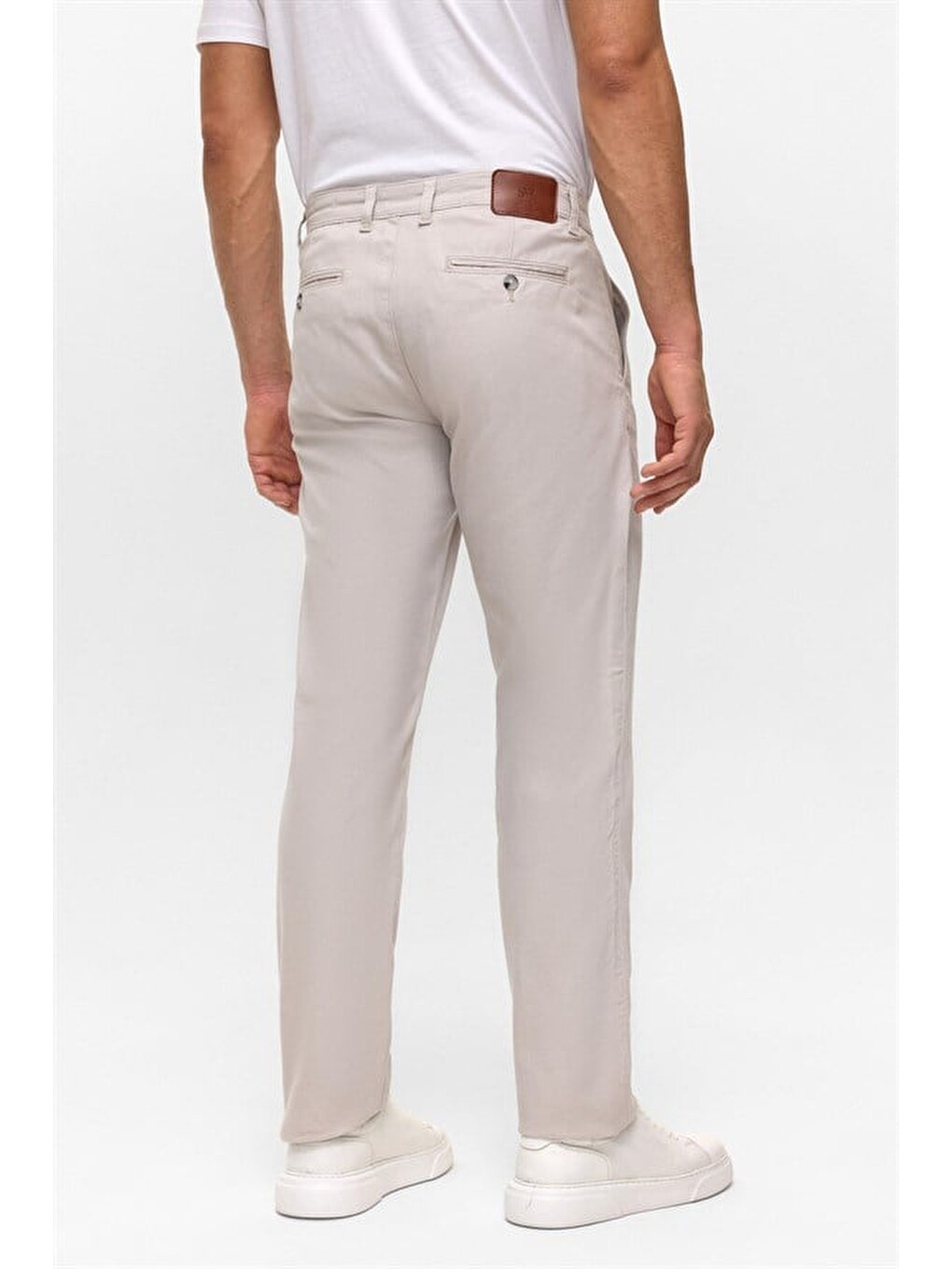 Bej Taş Regular Düz Pike Kemerli Yıkamalı Casual Pantolon-4