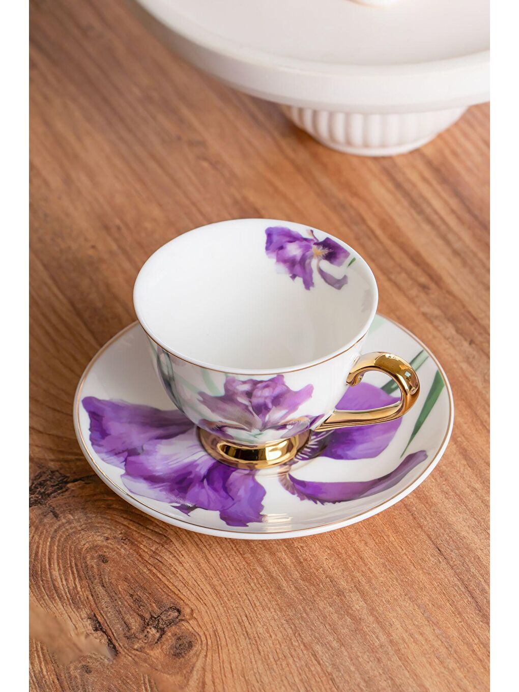 Karışık 101757 Orchid Gold Yaldızlı Desenli Fincan Takımı Porselen Türk Kahvesi 6 Kişilik 12 Parça-1