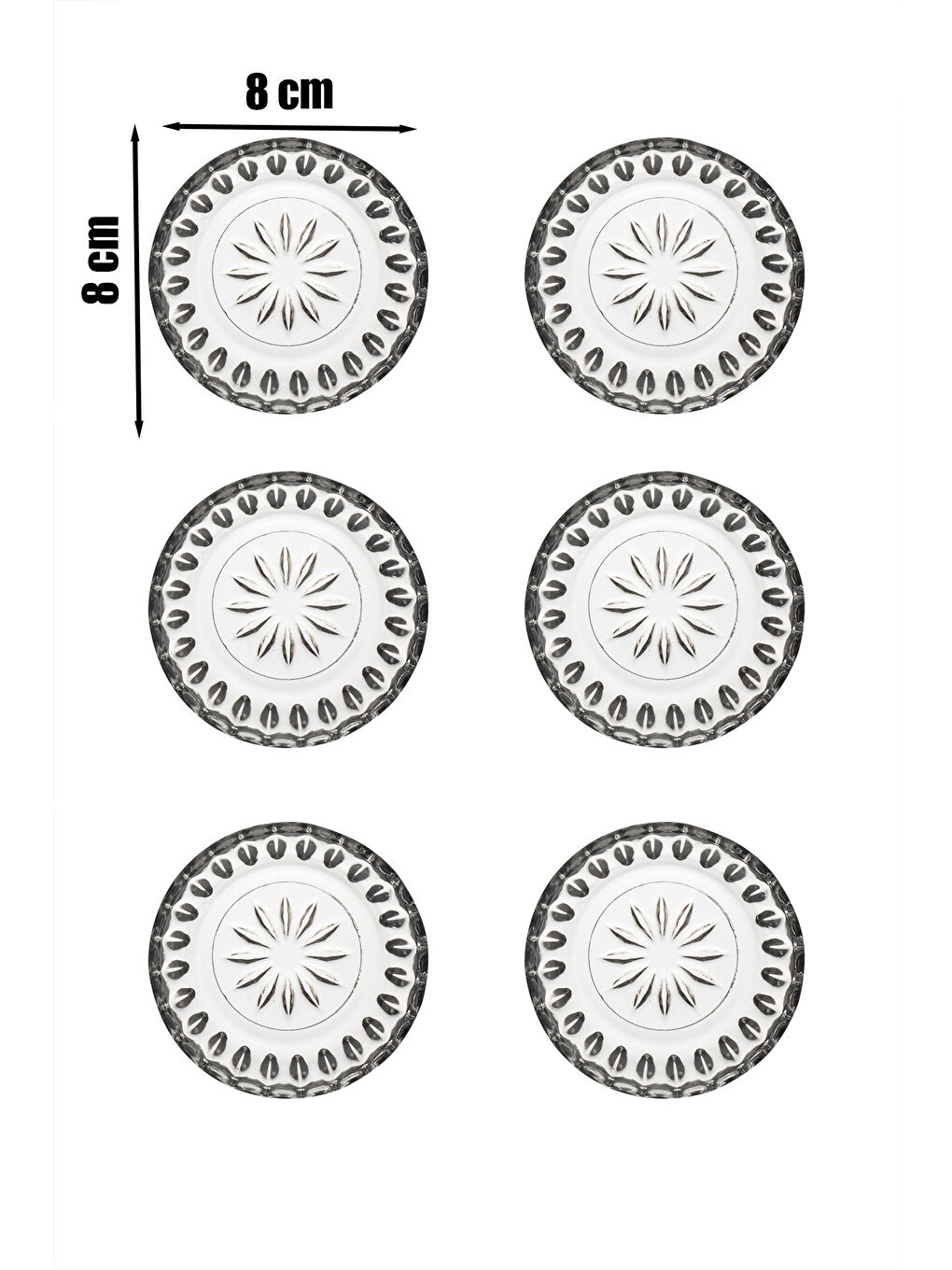 Renksiz Elif 6'lı Kahve Yanı Lokumluk Sunumluk Mini İkramlık Şekerlik, Reçellik, Sosluk Cam Kase Seti-2