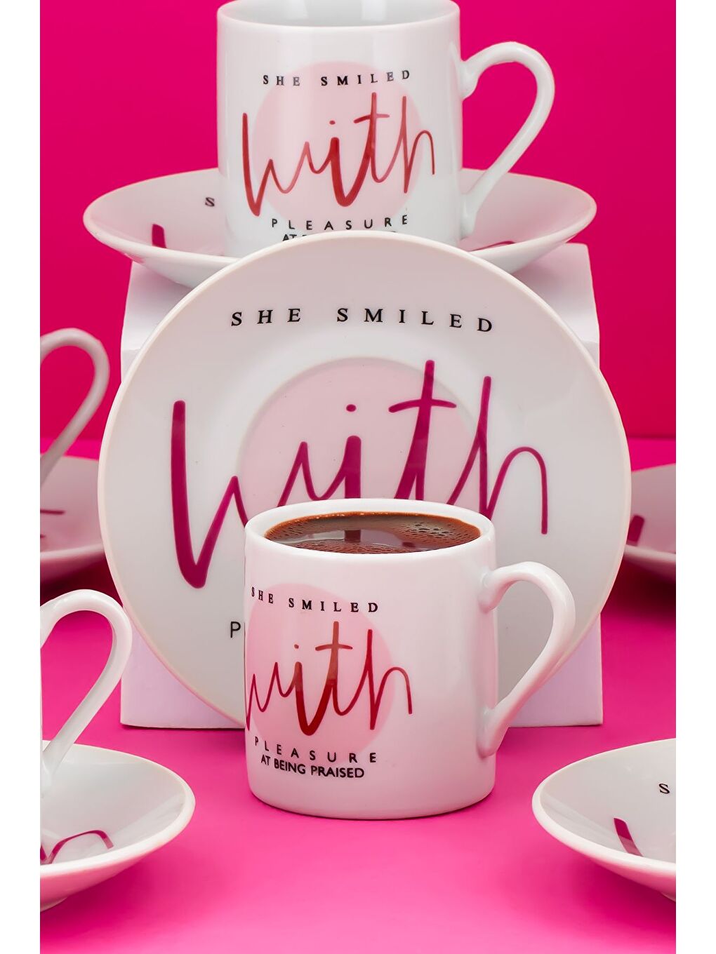 Beyaz 10 Porselen 12 Parça Türk Kahve Fincan Takımı 90ml-1