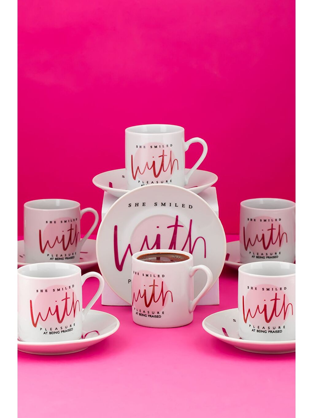 Beyaz 10 Porselen 12 Parça Türk Kahve Fincan Takımı 90ml-2