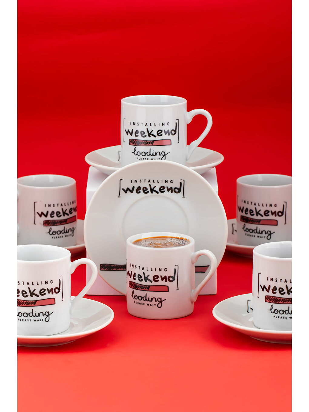 Beyaz 09 Porselen 12 Parça Türk Kahve Fincan Takımı 90ml-1