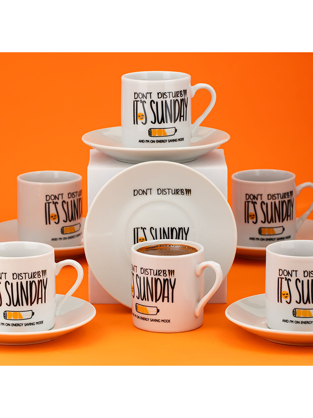 Beyaz 08 Porselen 12 Parça Türk Kahve Fincan Takımı 90ml-1