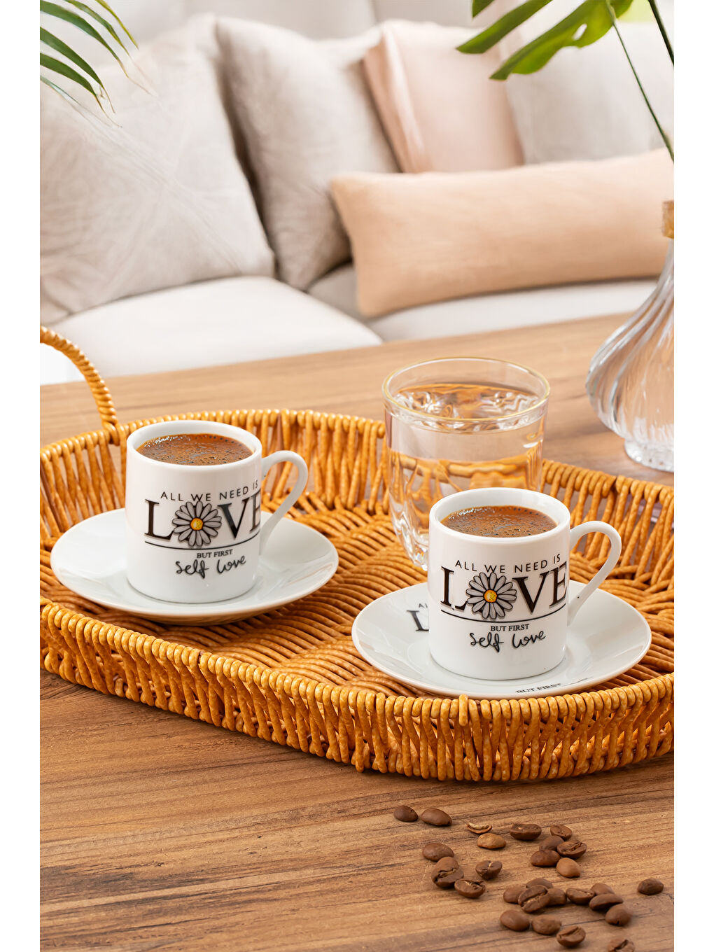 Beyaz 05 Porselen 12 Parça Türk Kahve Fincan Takımı 90ml