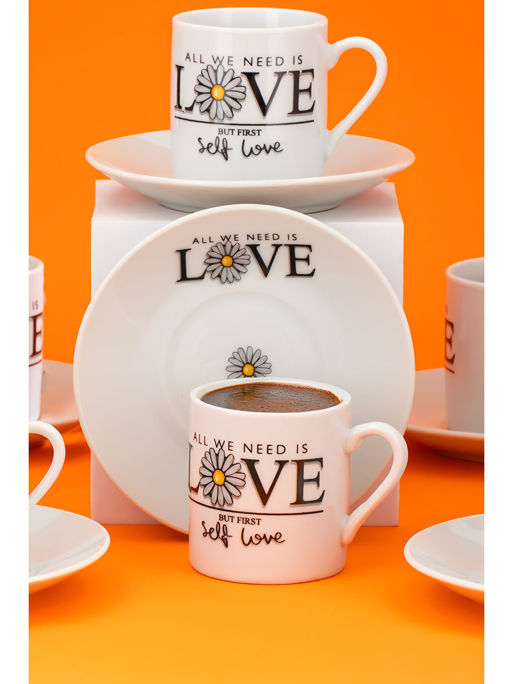 Beyaz 05 Porselen 12 Parça Türk Kahve Fincan Takımı 90ml-1