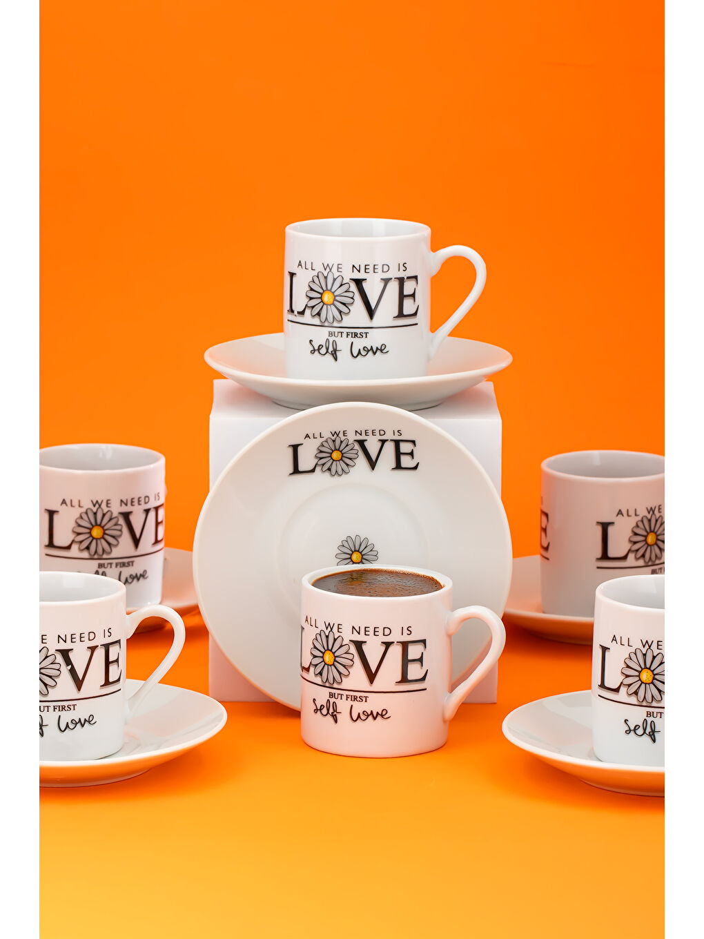 Beyaz 05 Porselen 12 Parça Türk Kahve Fincan Takımı 90ml-2