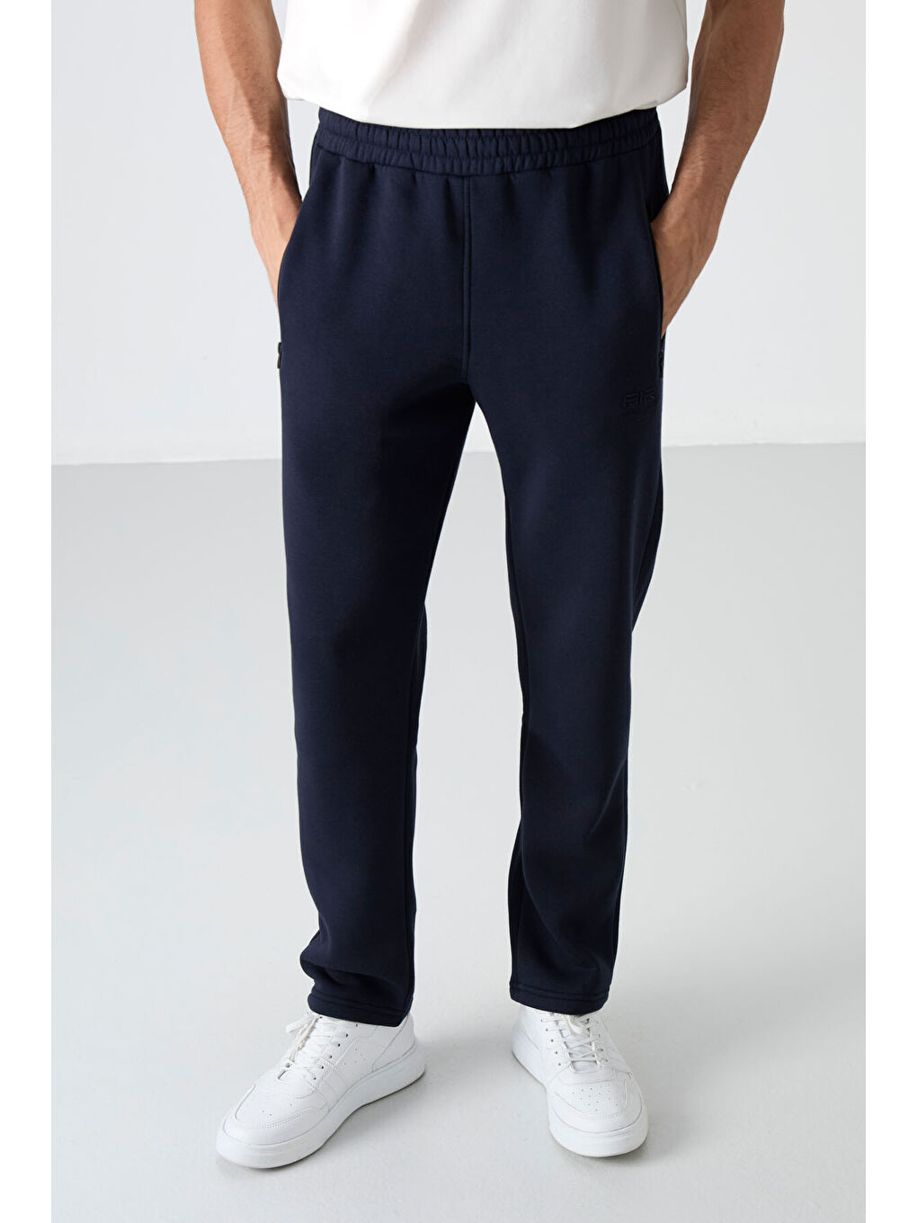 Carlo Lacivert Fermuar Cepli Şardonlu Erkek Eşofman Alt - 84942-1