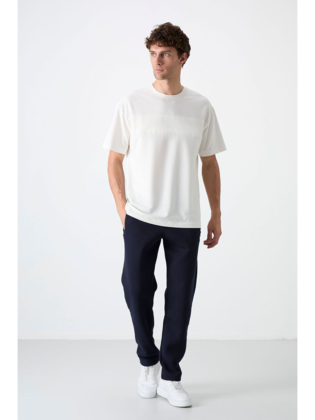 Carlo Lacivert Fermuar Cepli Şardonlu Erkek Eşofman Alt - 84942-3