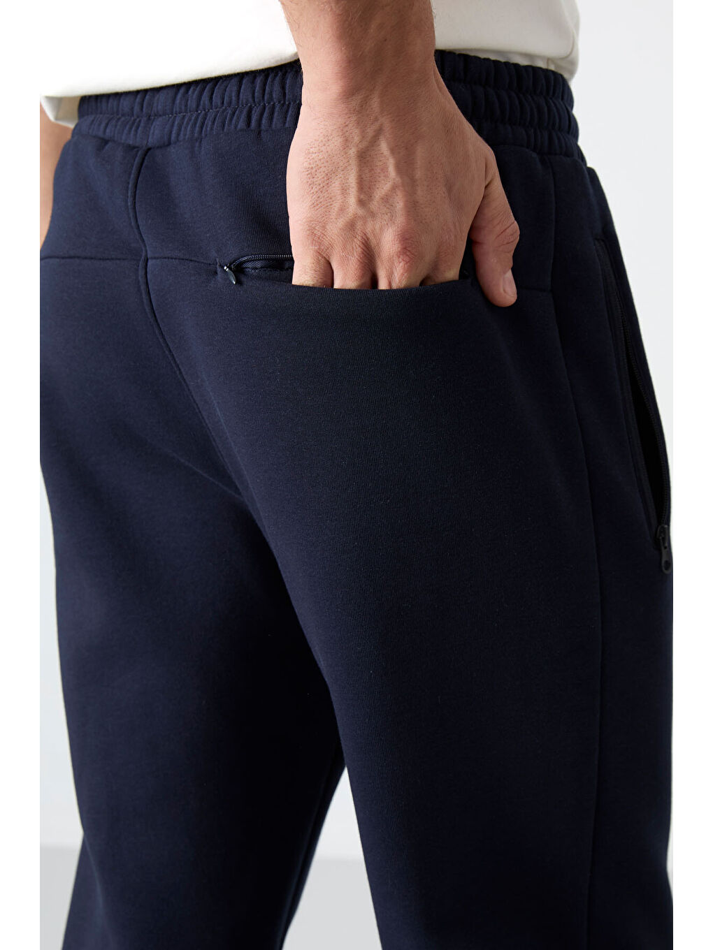 Carlo Lacivert Fermuar Cepli Şardonlu Erkek Eşofman Alt - 84942-4