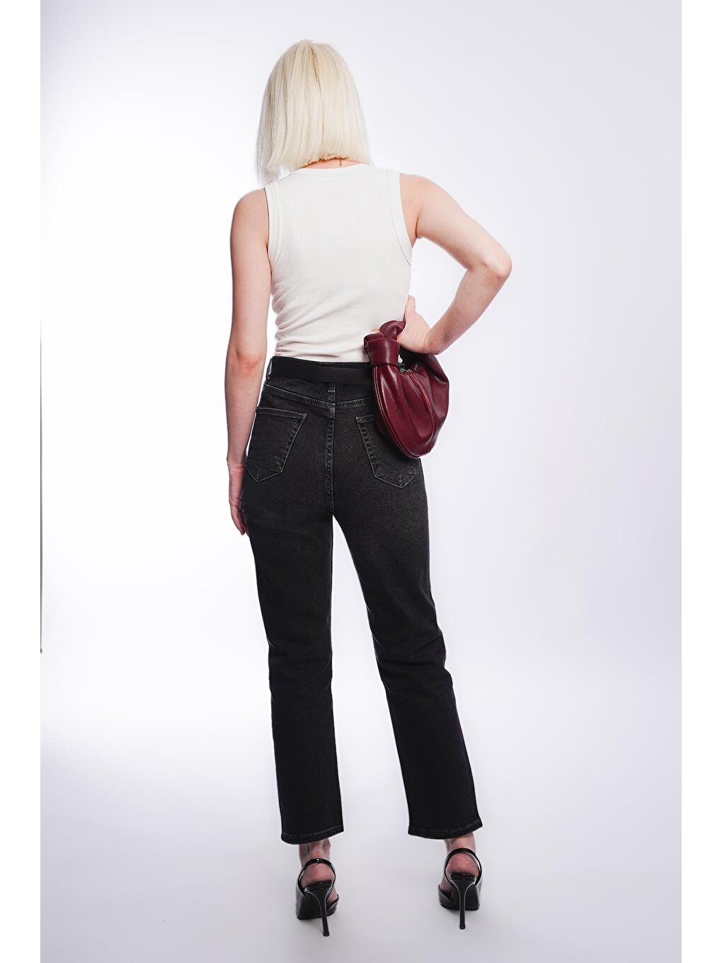 Siyah Slim Fit Kadın Mom Jean Mg1738-3