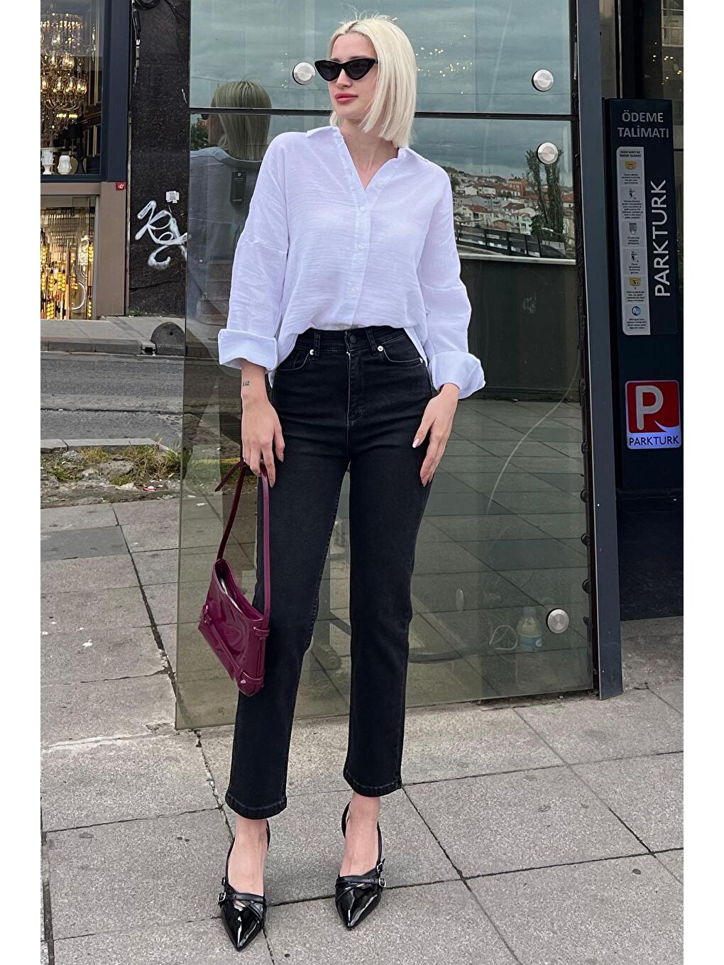 Siyah Slim Fit Kadın Mom Jean Mg1738-6