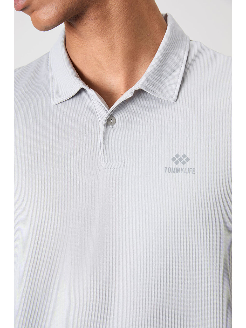 Gri Logo Baskılı Standart Kalıp Polo Yaka Aktif Spor Erkek Tişört - 88252-3