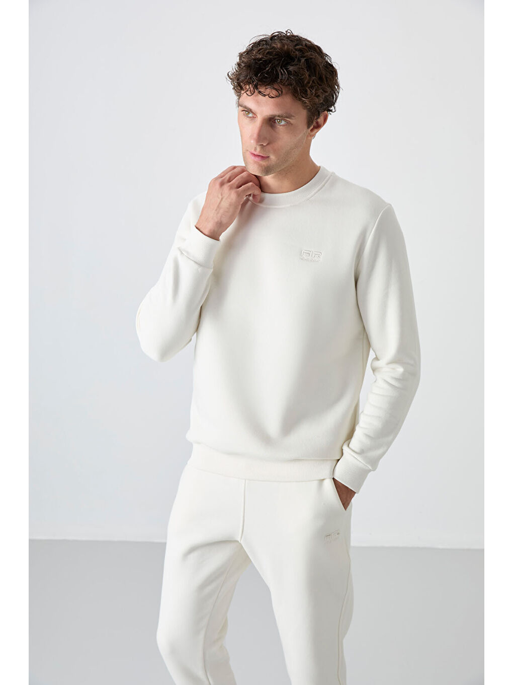 Andy Ekru Rahat Kalıp Şardonlu Jogger Erkek Eşofman Takım - 85190-1