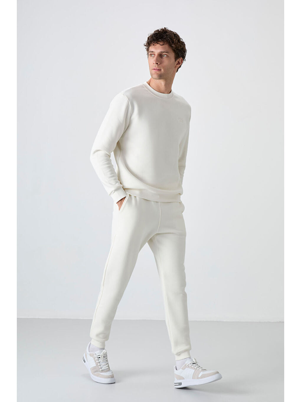 Andy Ekru Rahat Kalıp Şardonlu Jogger Erkek Eşofman Takım - 85190-3