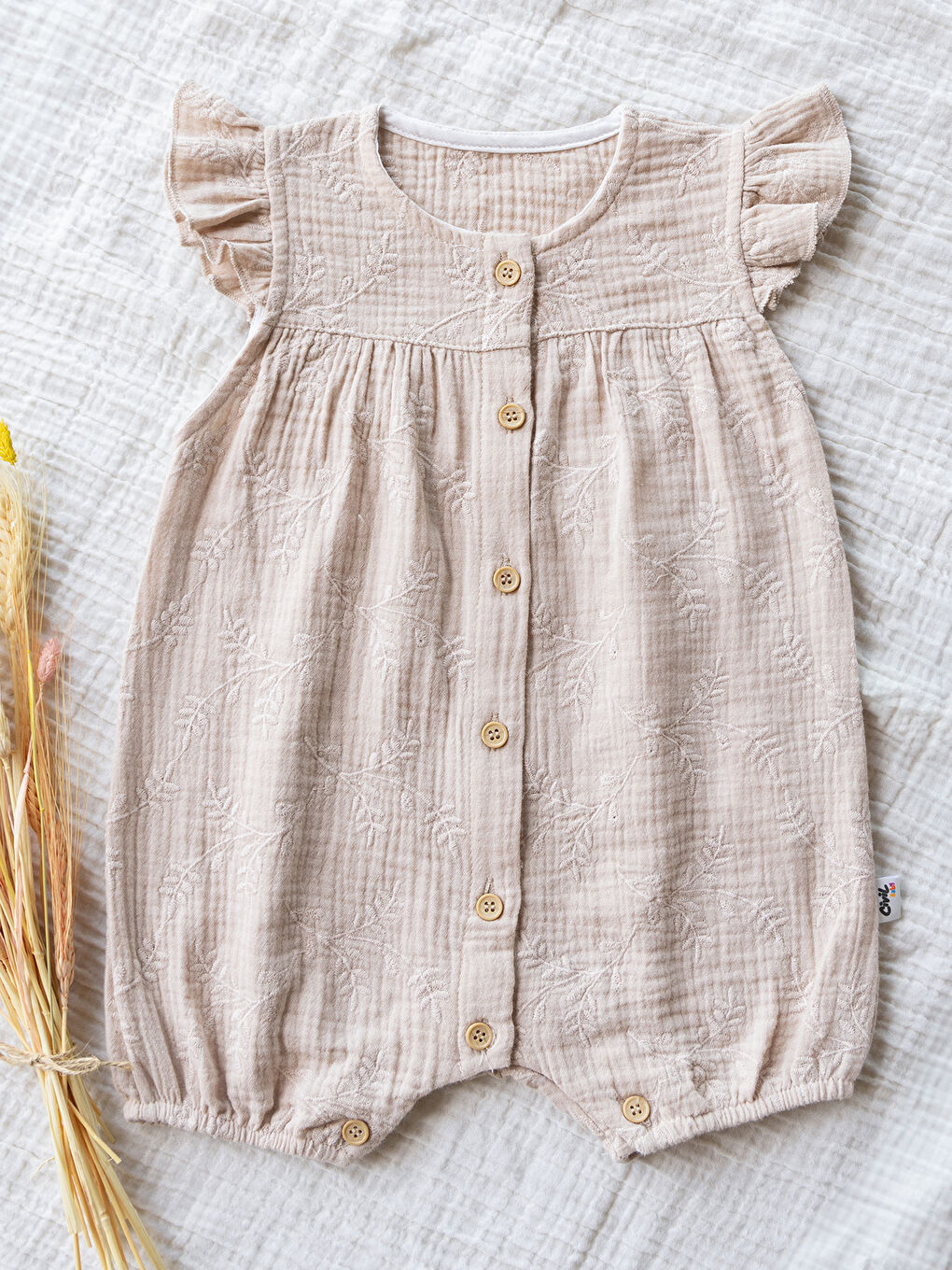 Kahverengi Baby Kız Bebek Patiksiz Tulum 6-18 Ay Sütlü Kahve