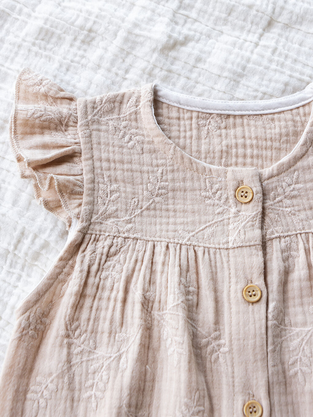 Kahverengi Baby Kız Bebek Patiksiz Tulum 6-18 Ay Sütlü Kahve-1