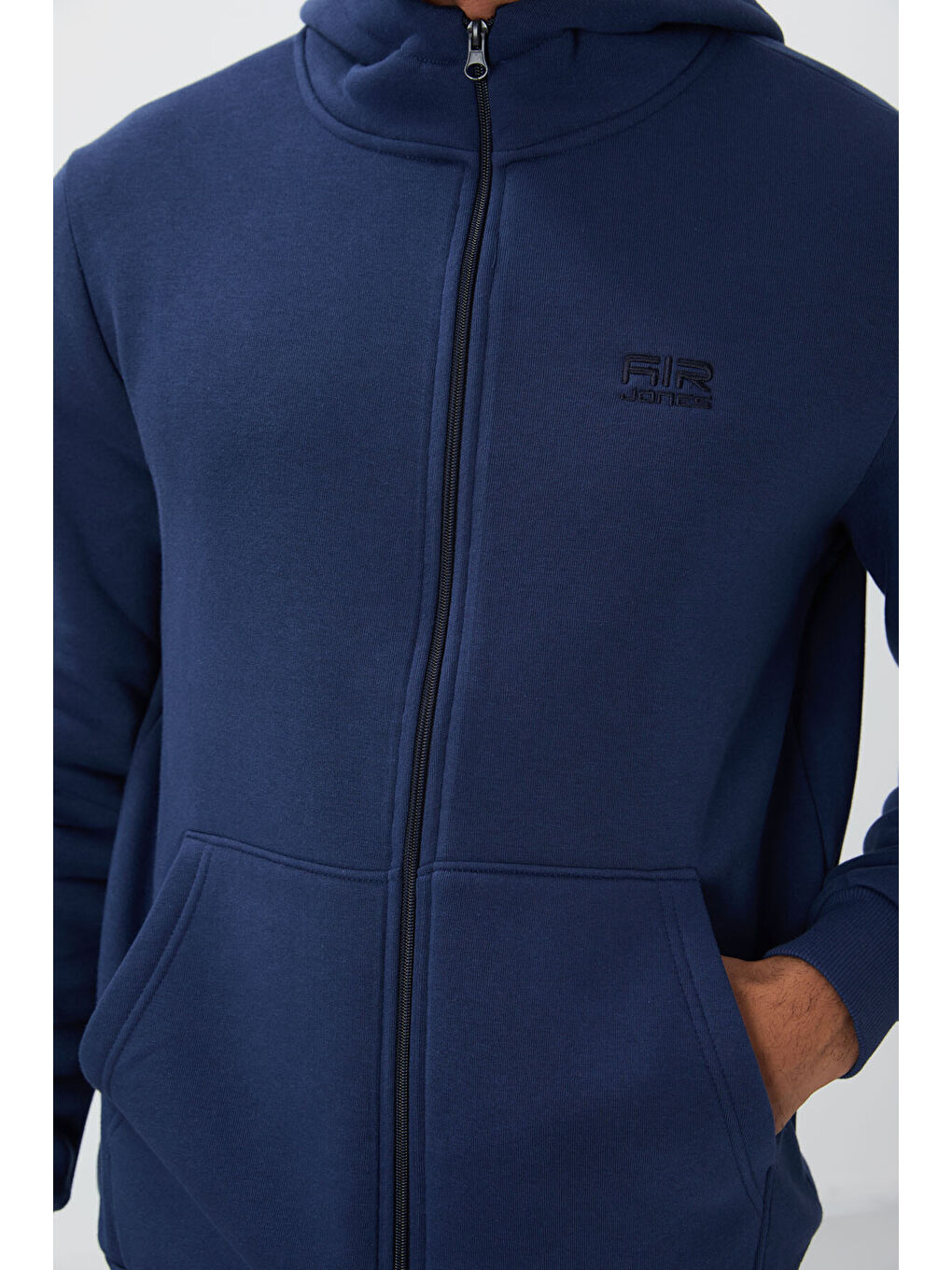 Hector İndigo  Şardonlu Erkek Fermuarlı Sweatshirt Hırka - 88139-1