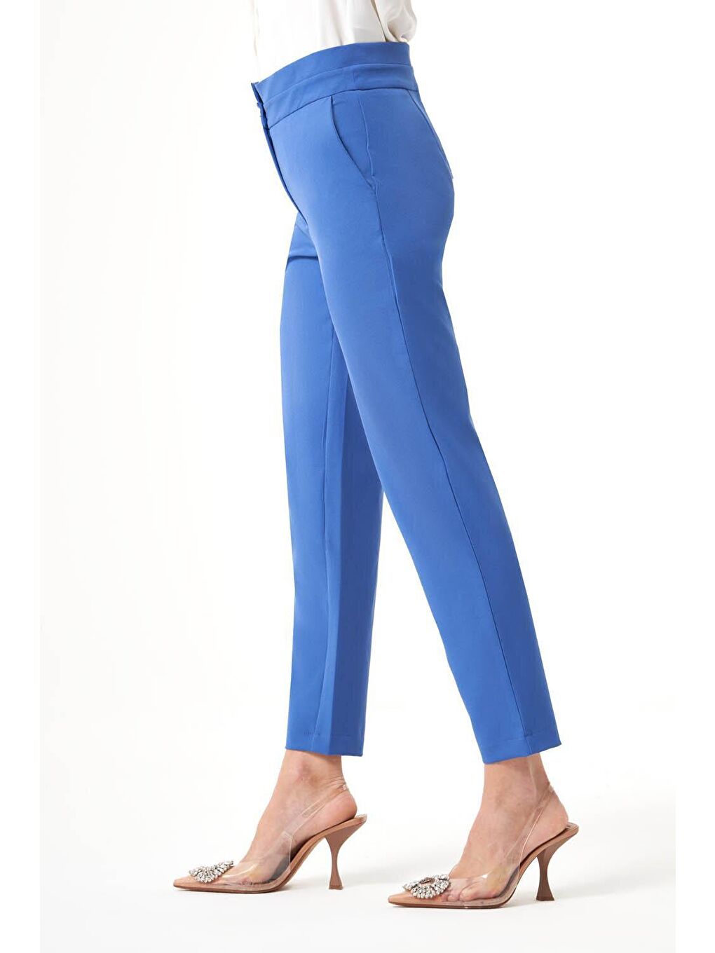 Kat Kemerli İndigo Pantolon-4