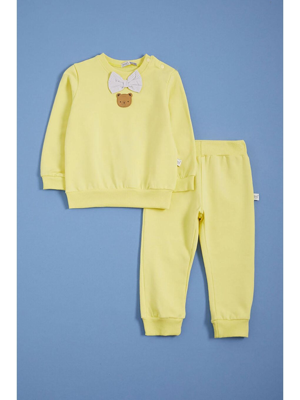 Sarı Papyonlu Ayıcık Detaylı Erkek Bebek Takımı 16142