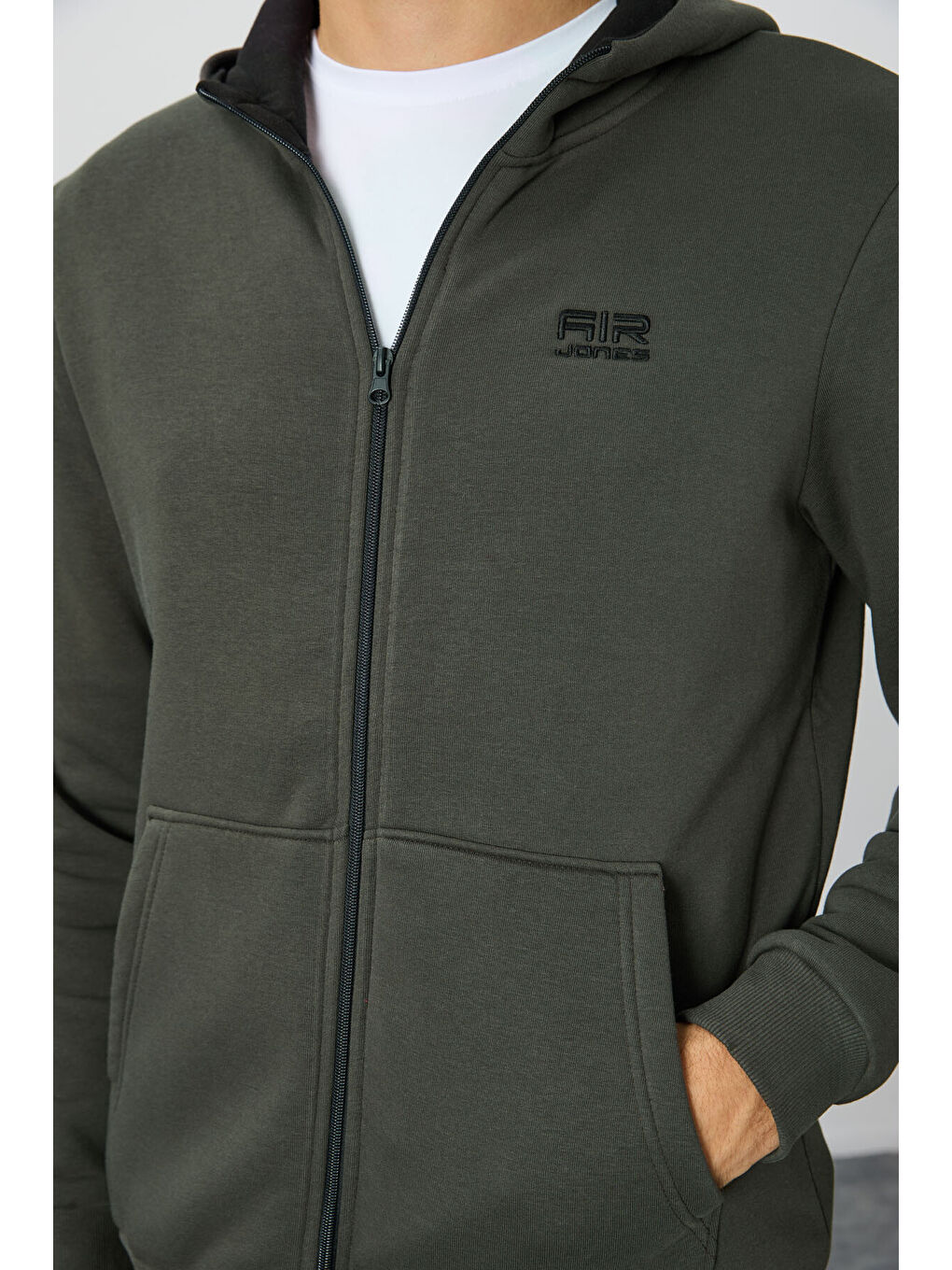 Hector Haki  Şardonlu Erkek Fermuarlı Sweatshirt Hırka - 88139-2