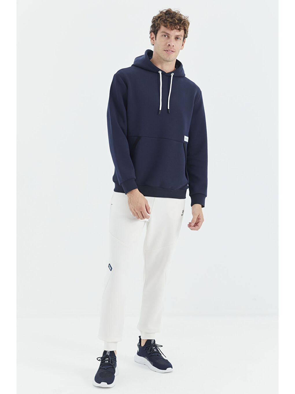 Ekru Bağcıklı Şerit Detaylı Rahat Kalıp  Eşofman Alt - 82100-1