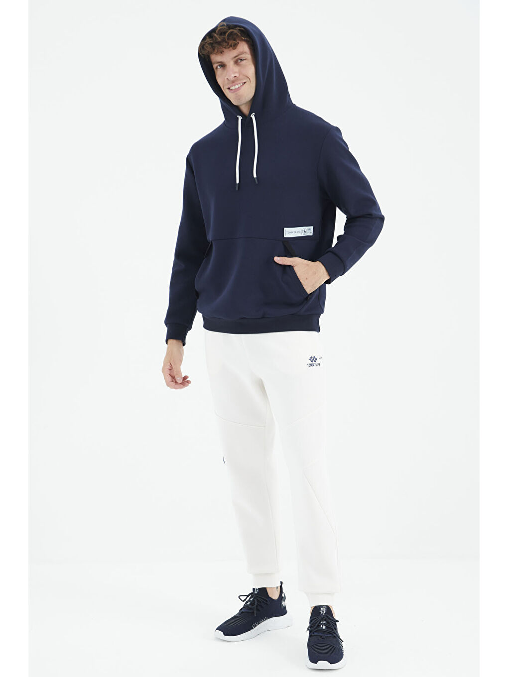 Ekru Bağcıklı Şerit Detaylı Rahat Kalıp  Eşofman Alt - 82100-4