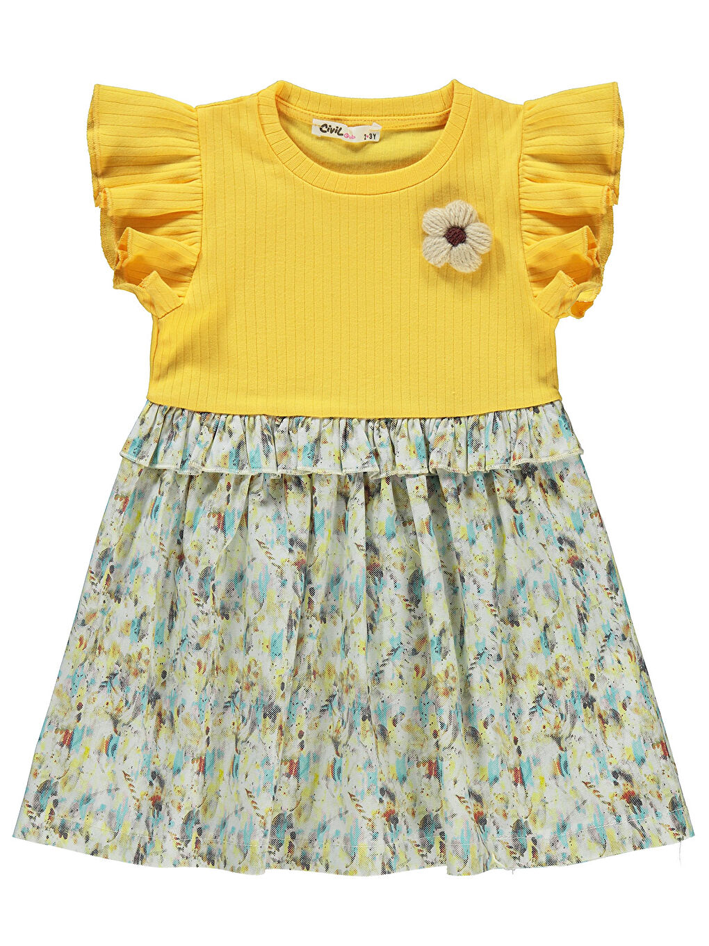 Girls Kız Çocuk Elbise 2-5 Yaş Sarı