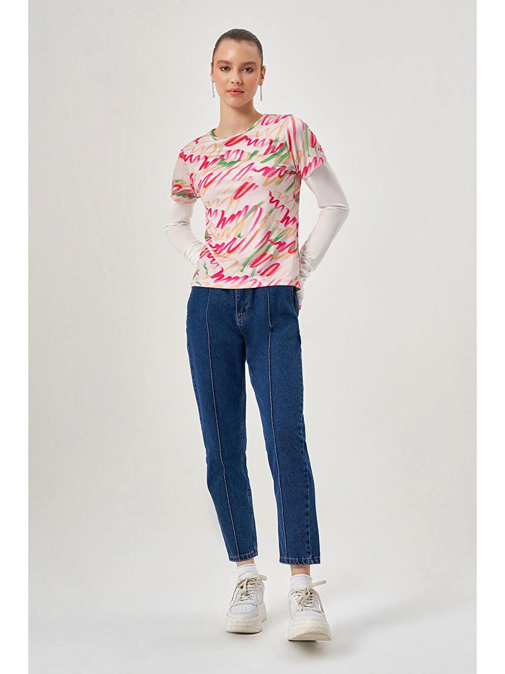 Karışık Desenli Kısa Kol Mix Body