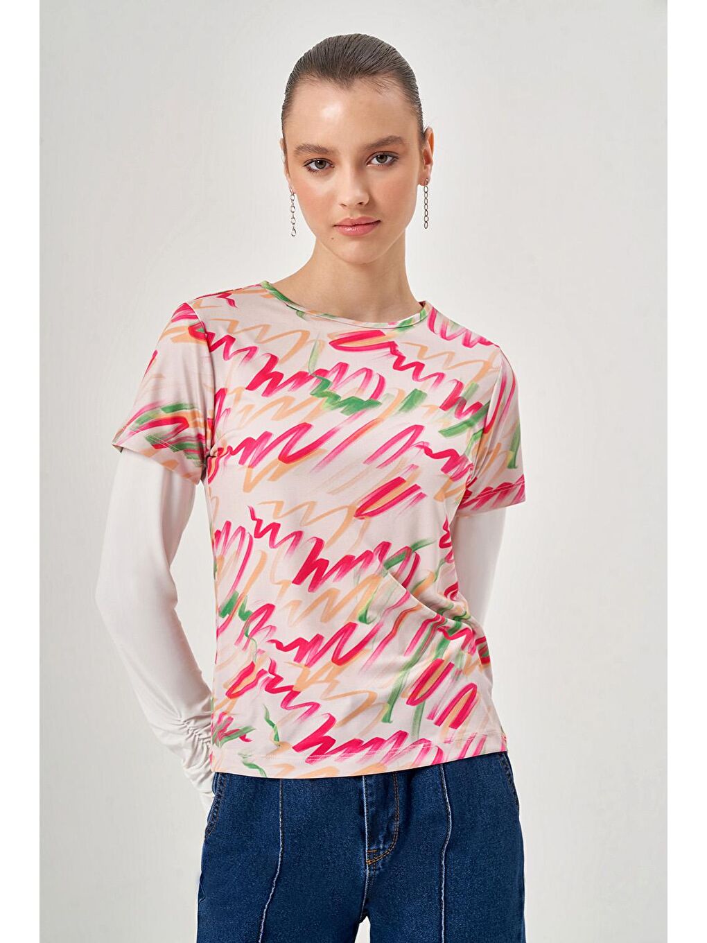 Karışık Desenli Kısa Kol Mix Body-2