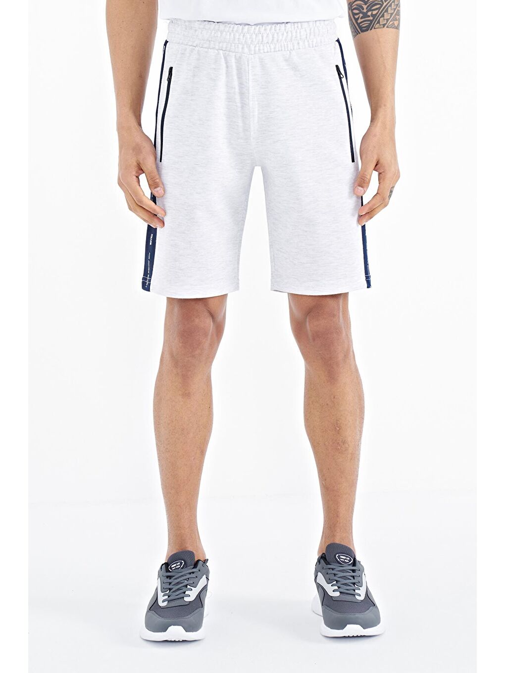 Beyaz Alfred Kar Melanj Standart Kalıp Erkek Şort - 81244-1