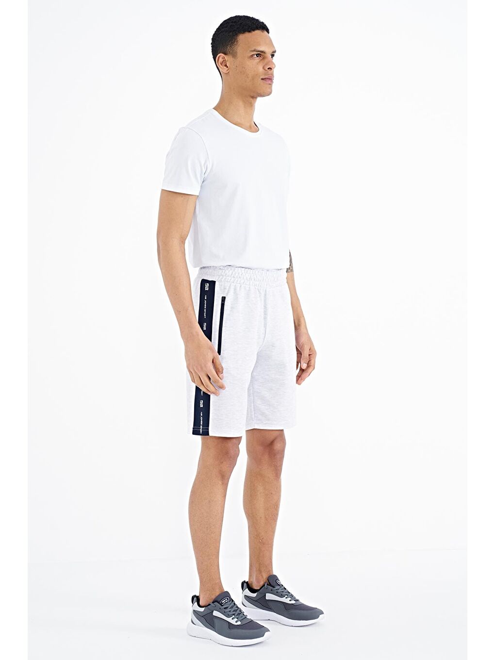 Beyaz Alfred Kar Melanj Standart Kalıp Erkek Şort - 81244-2