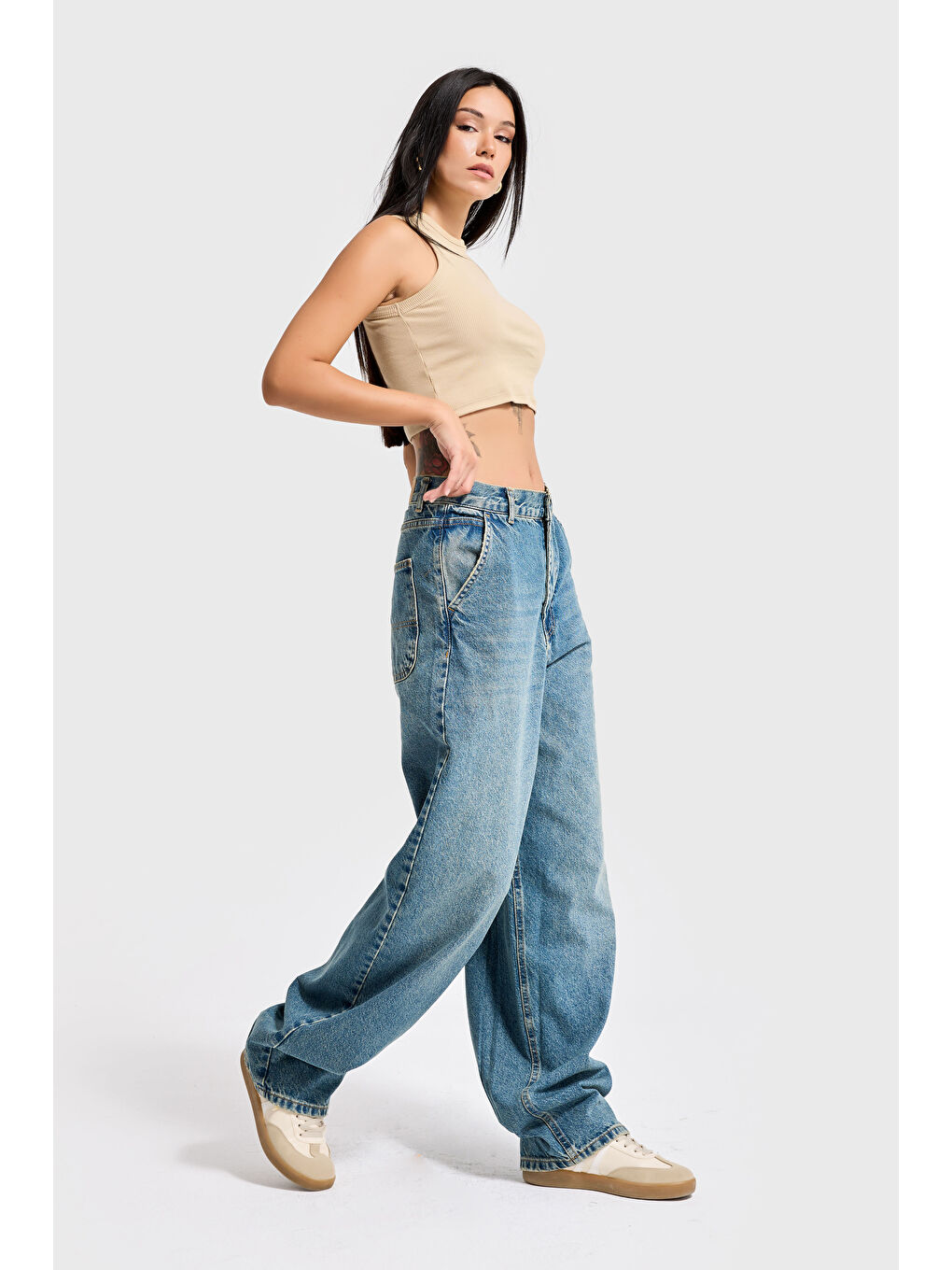 Mavi Kadın Tint Skater Fit Bol Kesim Denim Pantolon-2