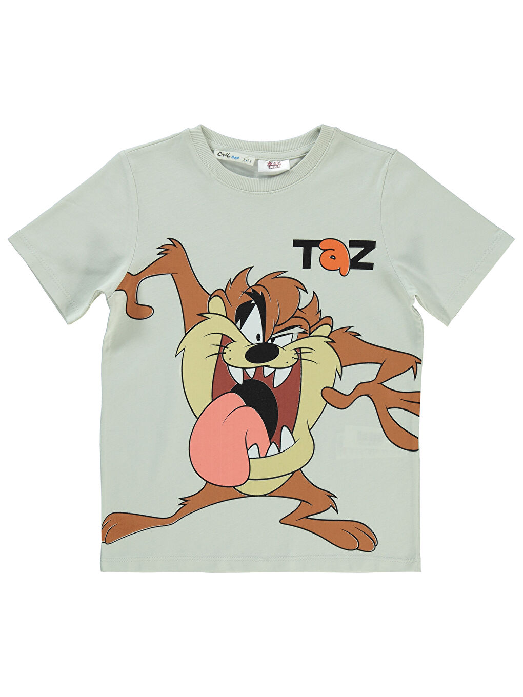 Tazmanya Erkek Çocuk Tişört 6-9 Yaş Açık Gri
