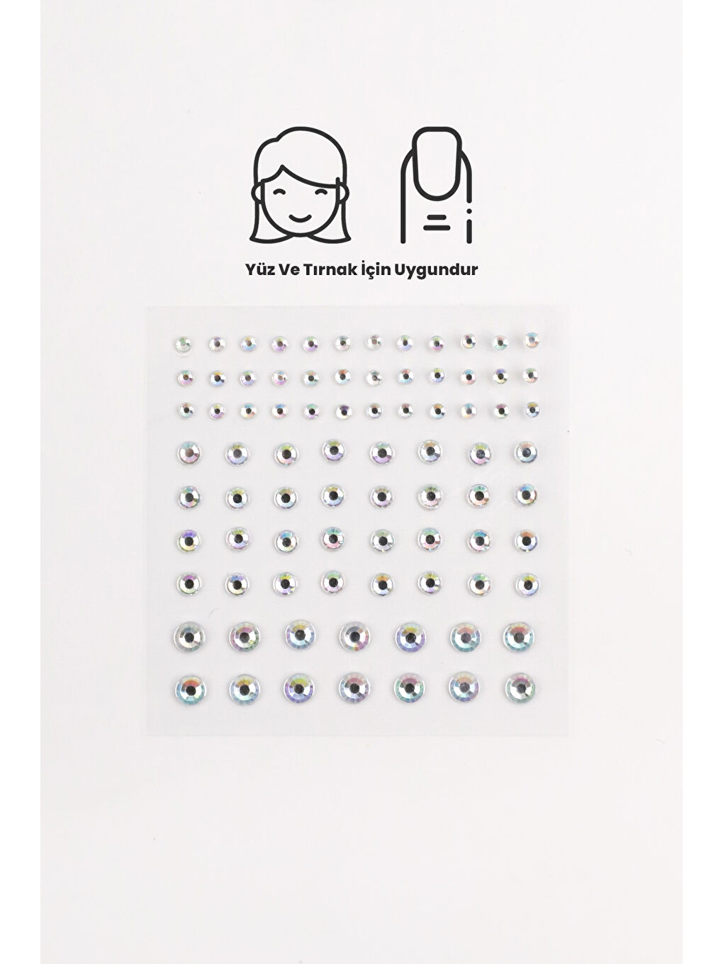 Gri Gümüş Şeffaf Minik Taş Yüz ve Tırnak Sticker-1