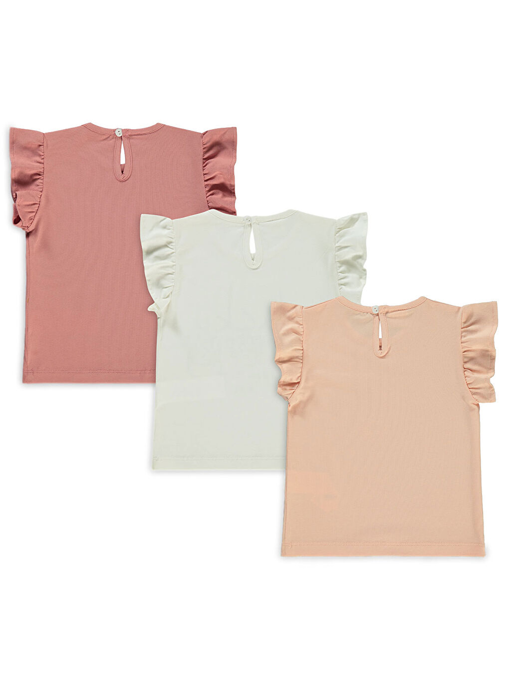 Pembe Baby Kız Bebek 3'lü Tişört Set 6-18 Ay Somon-1