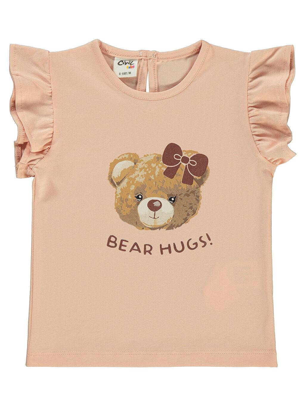 Pembe Baby Kız Bebek 3'lü Tişört Set 6-18 Ay Somon-2