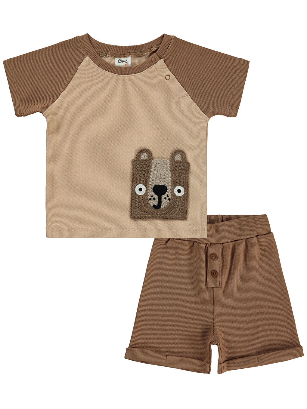 Kahverengi Baby Erkek Bebek Şortlu Takım 6-18 Ay Kahve