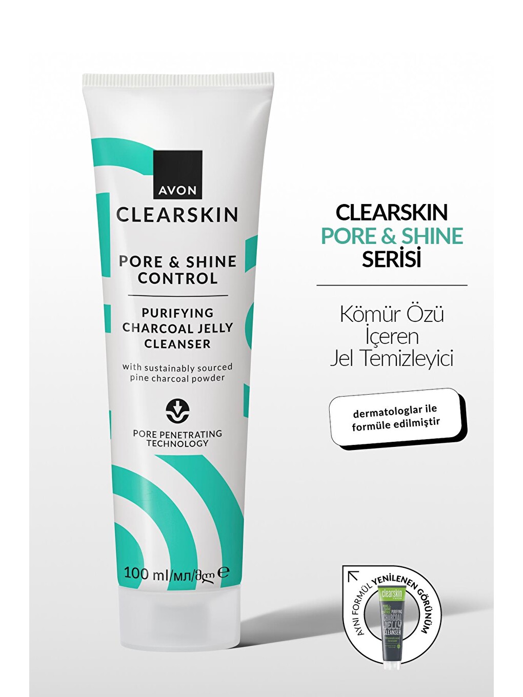 Clearskin Pore Shine Gözenek ve Parlaklık Kontrolü için Jel Temizleyici 100 Ml.-1