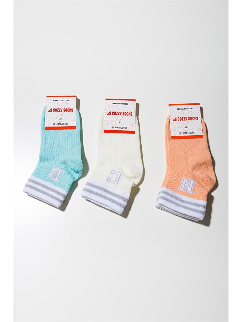 Karışık 3'lü Paket Harfli Kız Çocuk Renkli Çorap