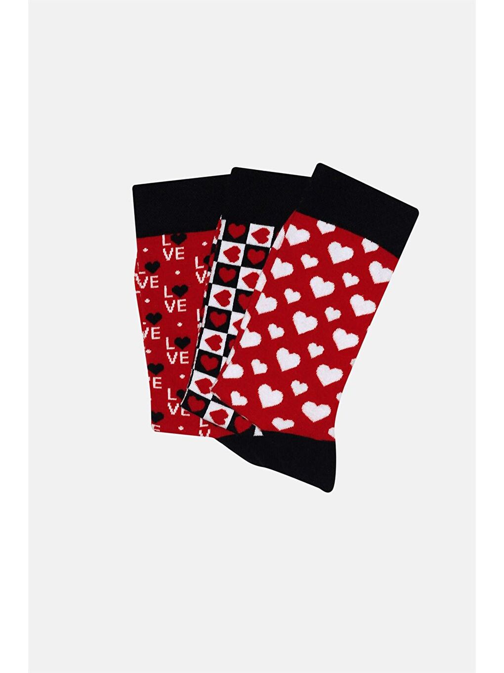 Kırmızı Kutulu Sevgililer Günü Hediye Kutulu Çorap 3'lü Kutu-2