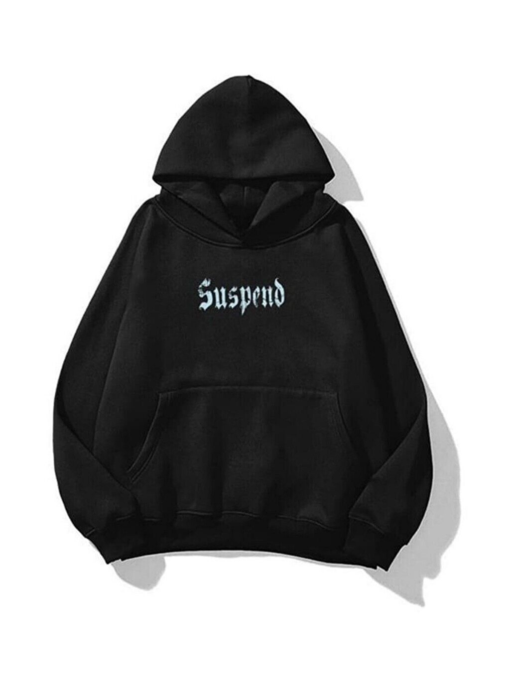 Unisex Siyah Suspend Baskılı Kapüşonlu Sweatshirt Hoodie-1
