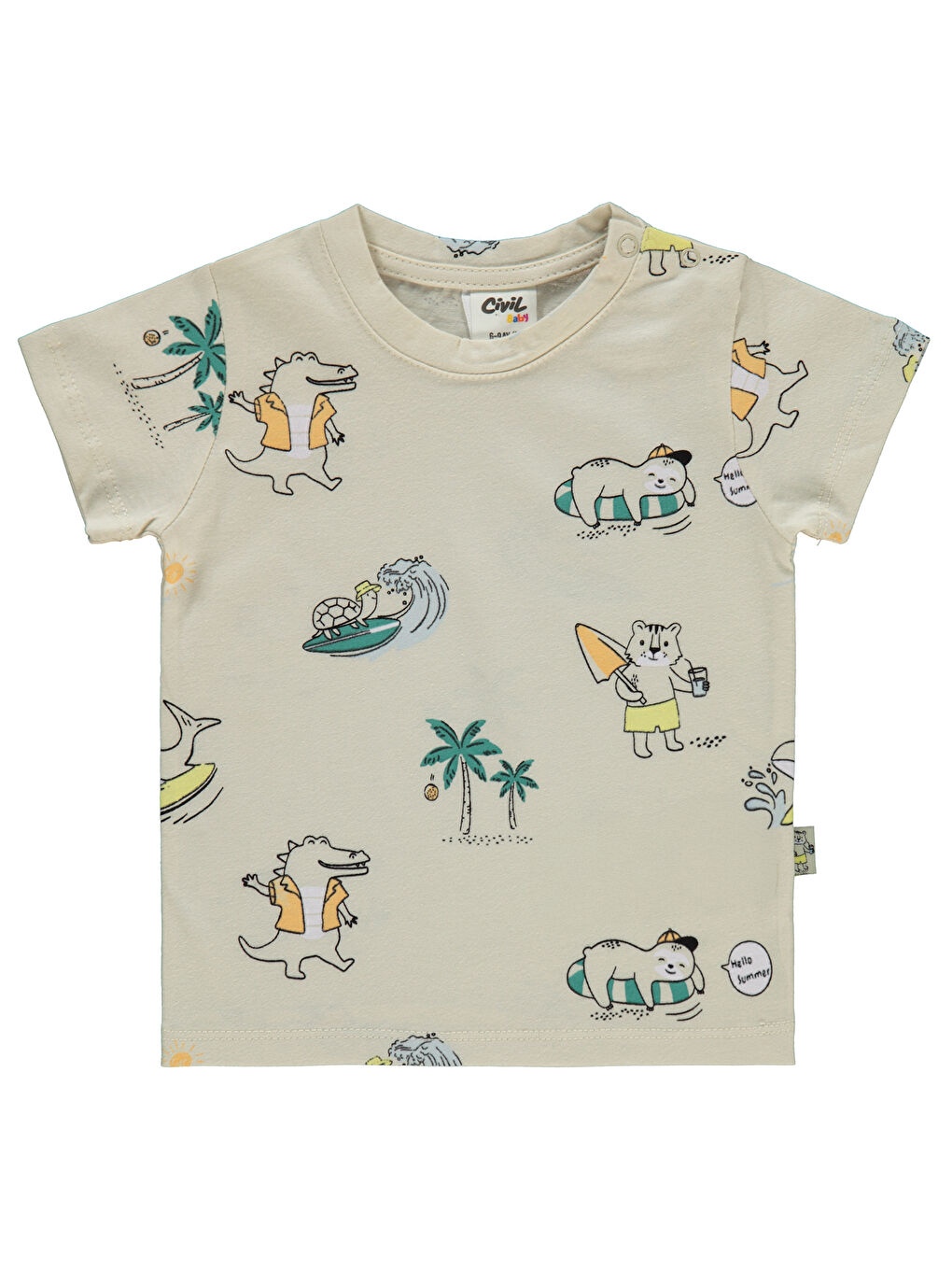 Bej Baby Erkek Bebek Tişört 6-18 Ay Taş Rengi