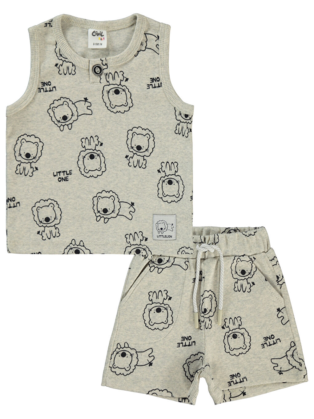 Beyaz Baby Erkek Bebek Şortlu Takım 6-18 Ay Karmelanj