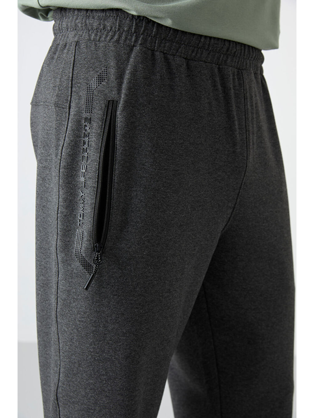 Antrasit Melanj Fermuar Cepli Standart Kalıp Klasik Paça Erkek Kapri - 83091-3