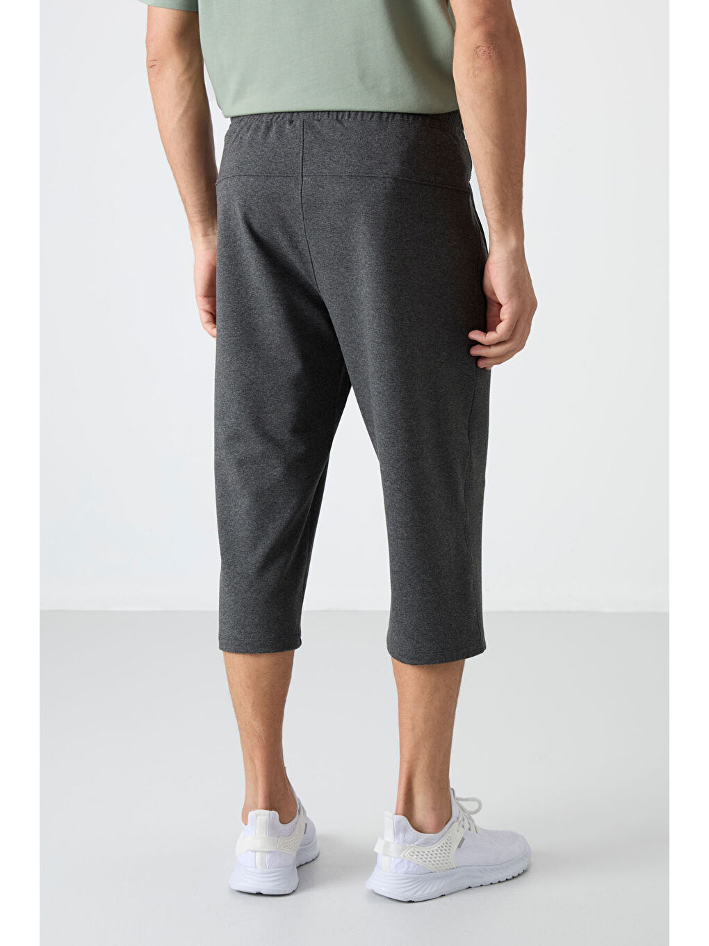 Antrasit Melanj Fermuar Cepli Standart Kalıp Klasik Paça Erkek Kapri - 83091-4