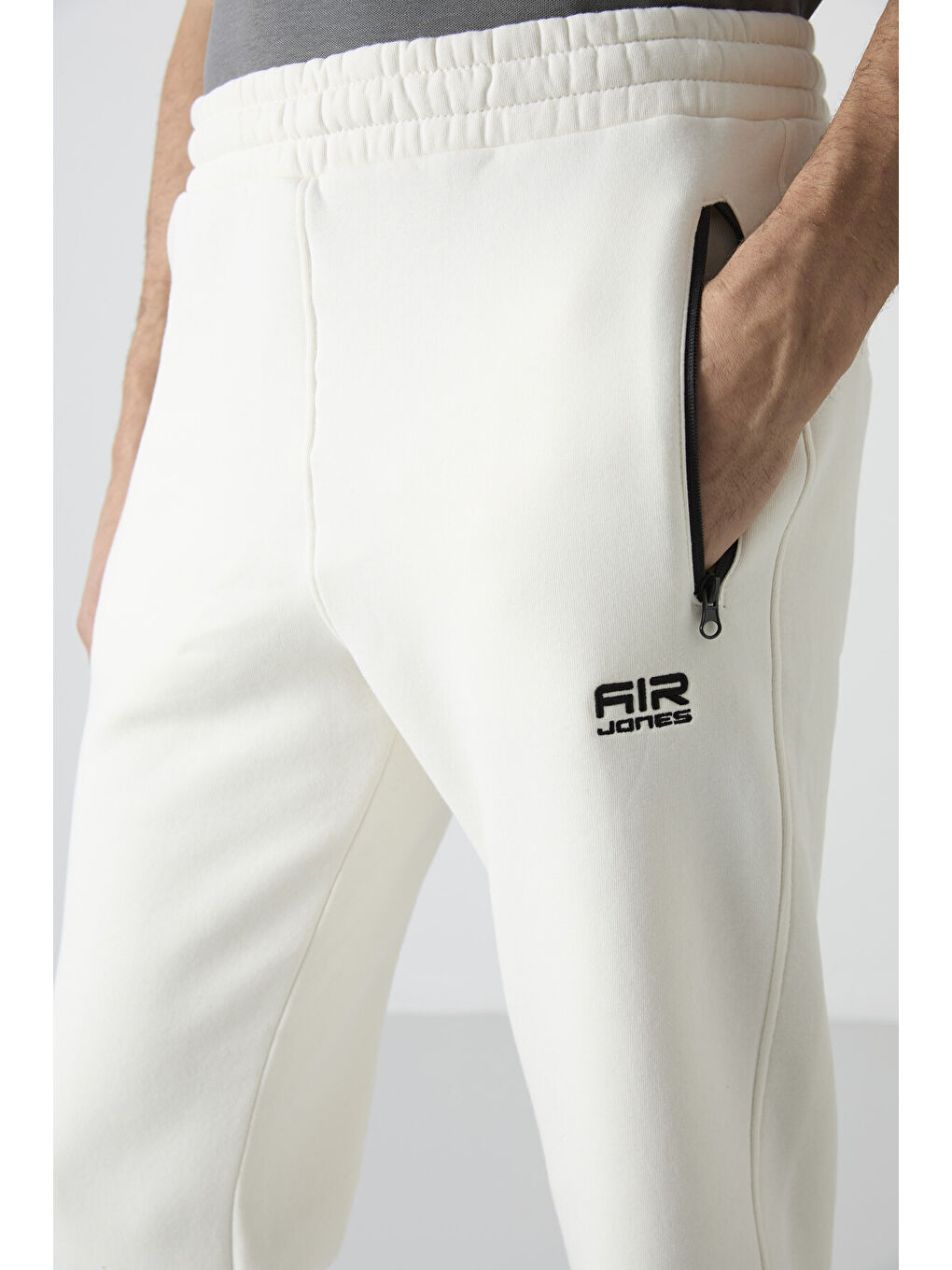 Carlo Ekru Fermuar Cepli Şardonlu Erkek Eşofman Alt - 84942-2