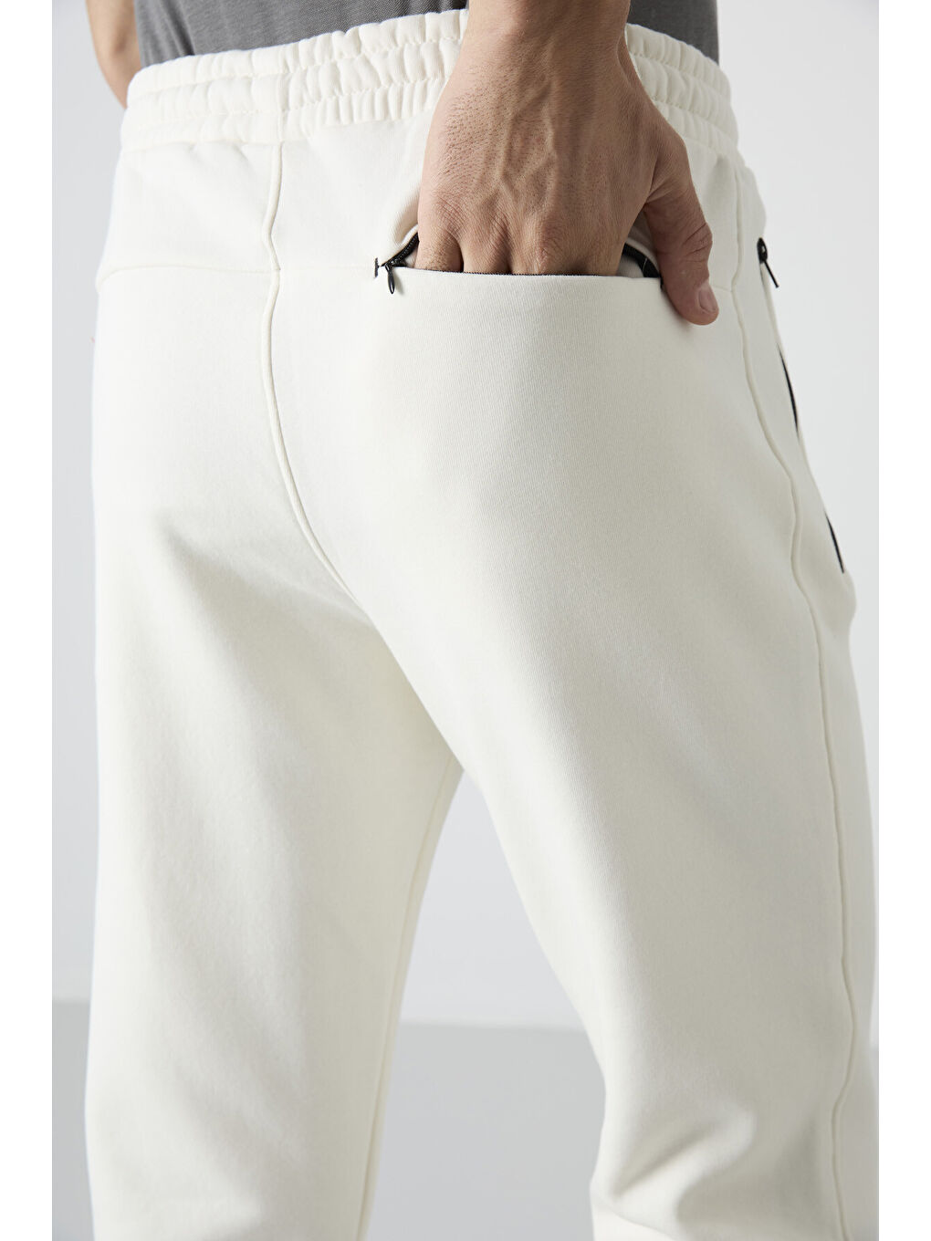 Carlo Ekru Fermuar Cepli Şardonlu Erkek Eşofman Alt - 84942-4