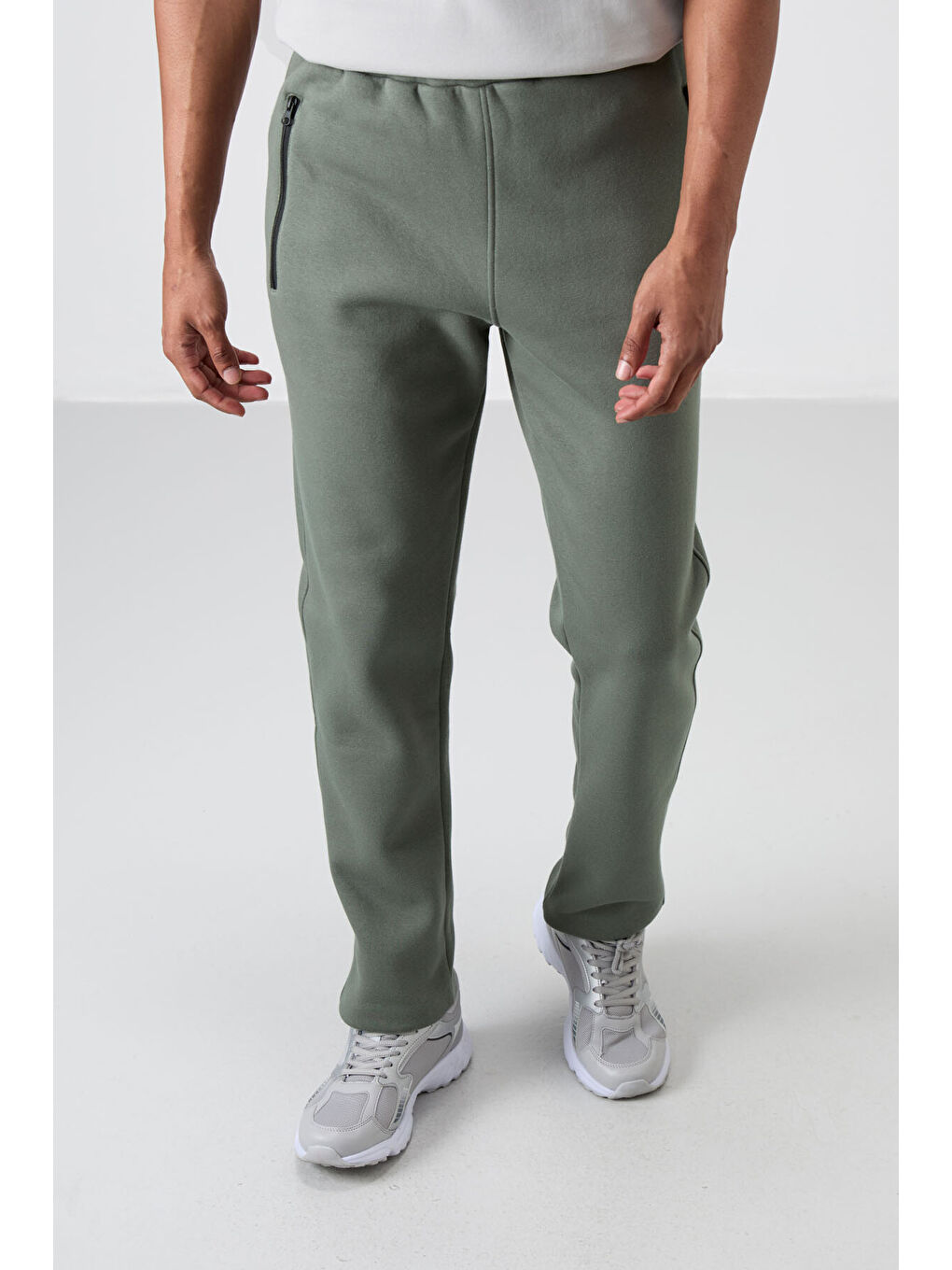 Yeşil Carlo Çağla Fermuar Cepli Şardonlu Erkek Eşofman Alt - 84942-1