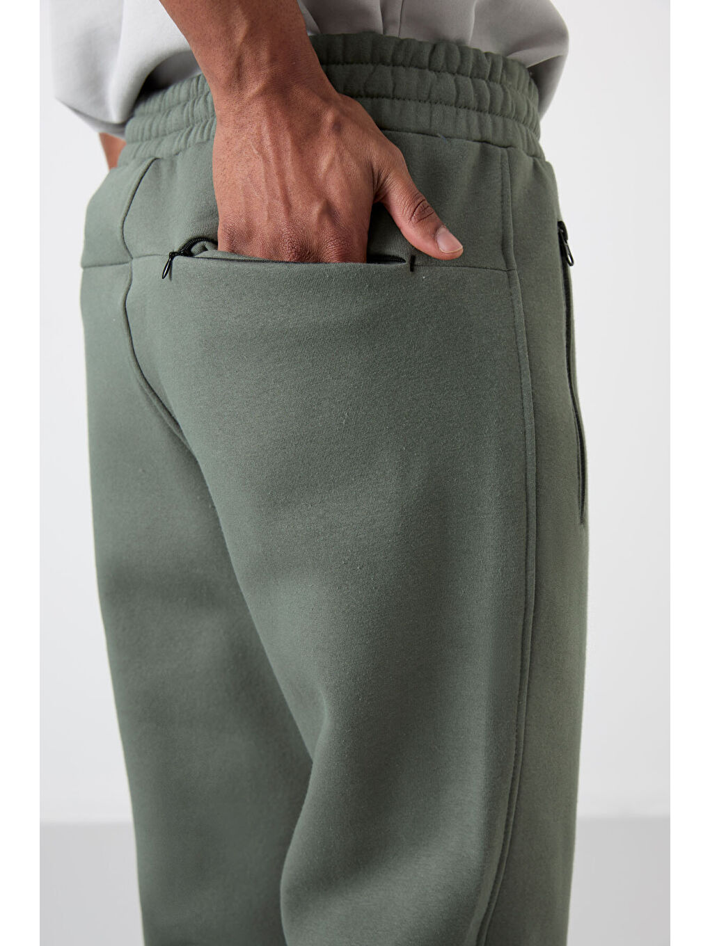 Yeşil Carlo Çağla Fermuar Cepli Şardonlu Erkek Eşofman Alt - 84942-4